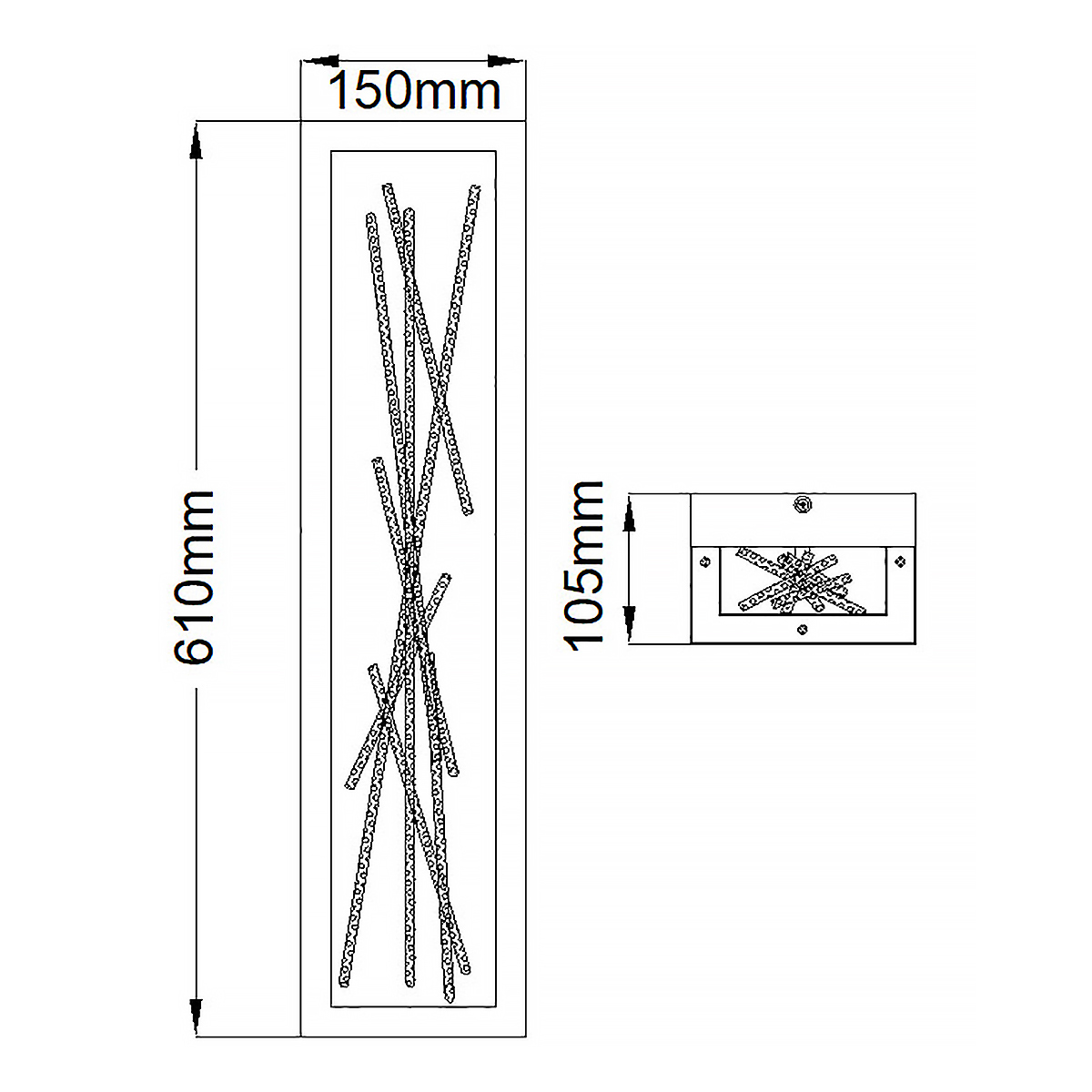 Бра в прямоугольной черной рамке с декором в виде ветвей в золотой отделке Hinkley в Саратове