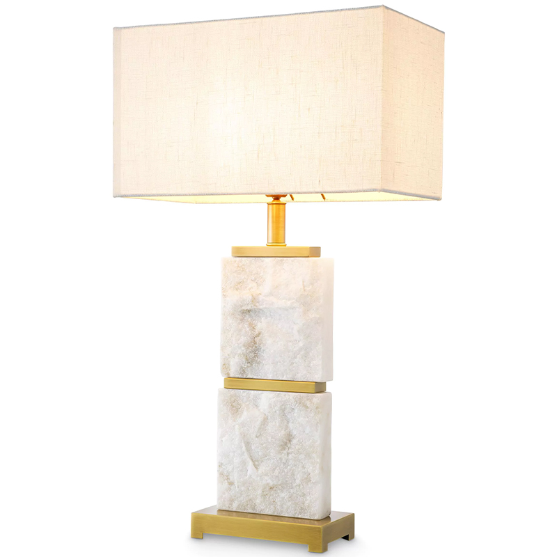 Настольная лампа Eichholtz Table Lamp Newton L Marble Кремовый Латунь Белый Мрамор Bianco в Саратове | Loft Concept 