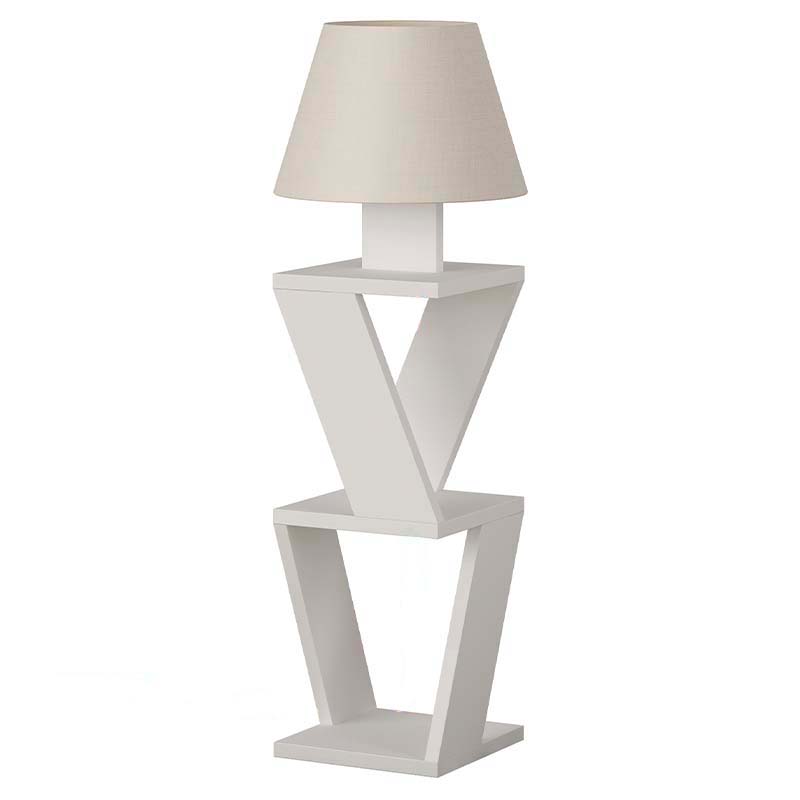 Торшер белый с каркасом с 2-мя полками и тканевым абажуром KOZENA SIDE FLOOR LAMP WHITE Белый Торшер белый с каркасом с 2-мя полками и тканевым абажуром KOZENA SIDE FLOOR LAMP WHITE Белый в Саратове | Loft Concept