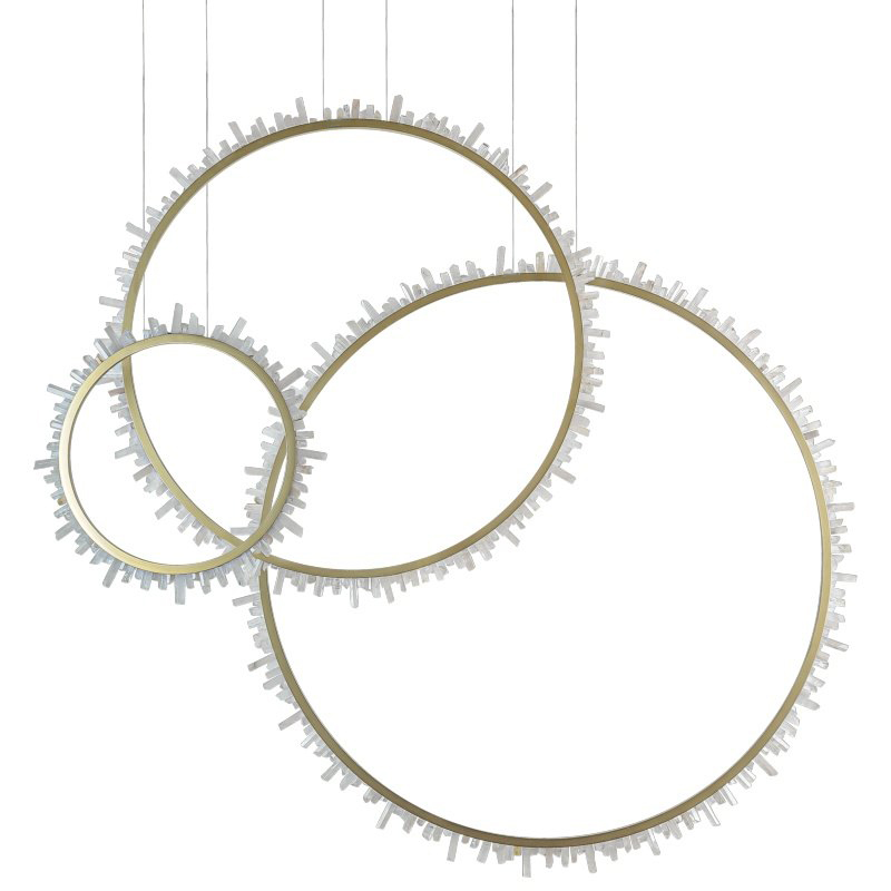 Люстра три кольца Vertical Crystal Gold Rings Chandelier Золотой Белый в Саратове | Loft Concept 