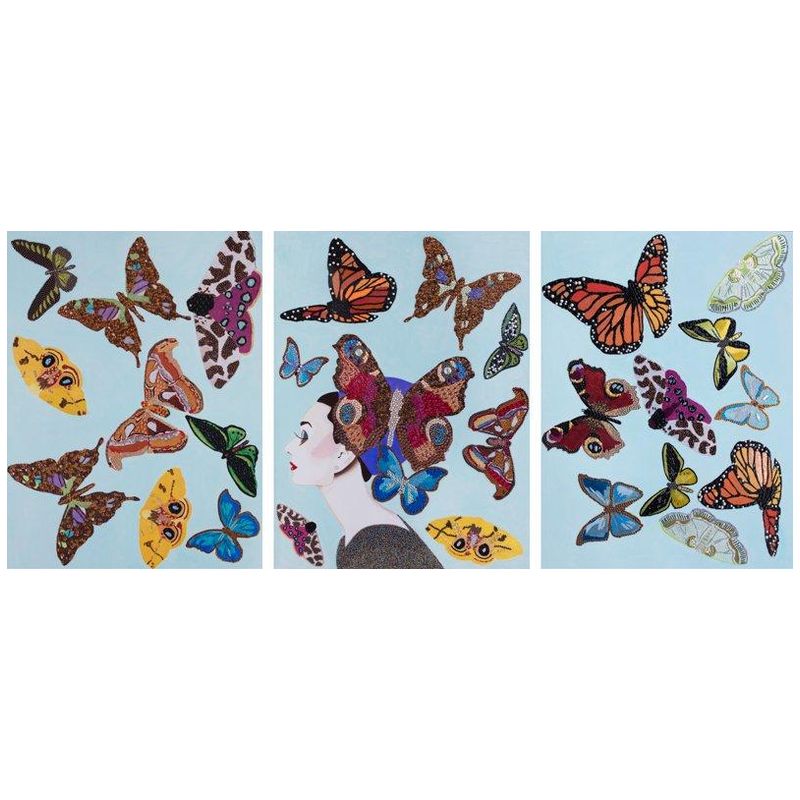 Картина Audrey with Swarming Butterflies Triptych Мульти в Саратове | Loft Concept 