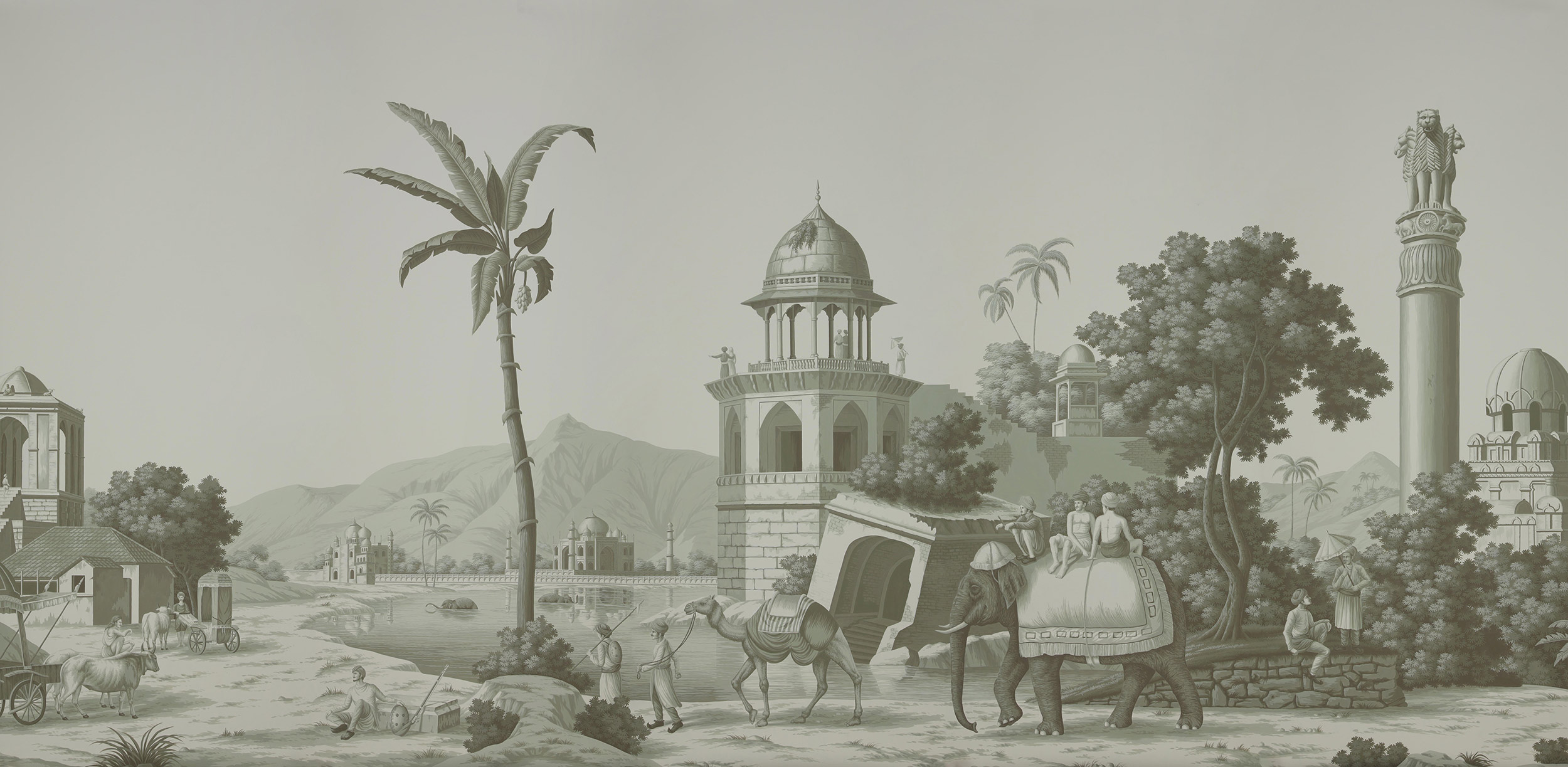 Обои ручная роспись Early Views of India Crystal Grey on scenic paper Обои ручная роспись Early Views of India Crystal Grey on scenic paper - постер Loft-Concept в Саратове