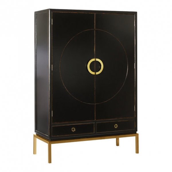 Шкаф China Rack Black Черный Золотой Шкаф China Rack Black Черный Золотой в Саратове | Loft Concept