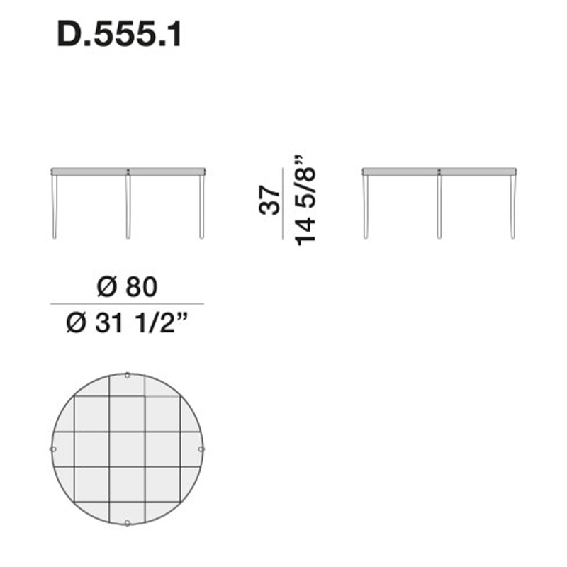 Дизайнерский круглый кофейный стол со стеклянной столешницей Gio Ponti D.555.1 Coffee Table в Саратове