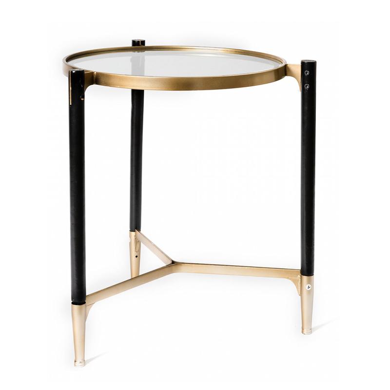 Приставной столик Black & Gold Table round Черный матовое золото в Саратове | Loft Concept 