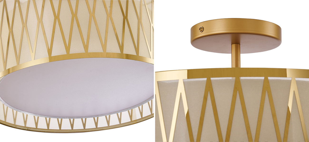 Потолочный светильник с золотым каркасом и тканевым абажуром Lustery - фото №1