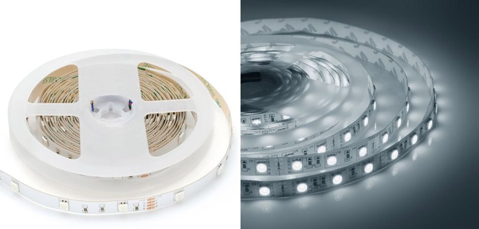 Комплект светодиодной ленты 7,2W/m 30LED/m 3528SMD разноцветный 5M - фото №2