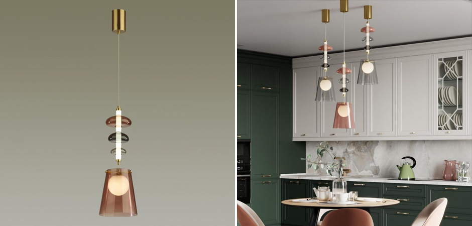 Подвесной светильник Contemporan Pink с цветным стеклом Подвесной светильник Contemporan Pink с цветным стеклом - Loft-Concept в Саратове