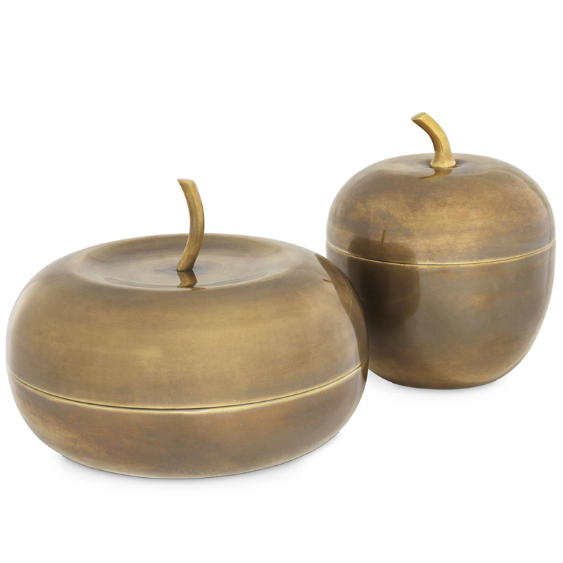 Комплект шкатулок Eichholtz Box Apple Set of 2 brass Винтажная латунь в Саратове | Loft Concept 