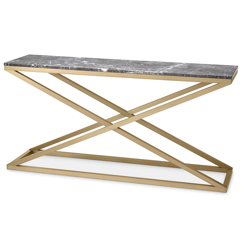 Консоль Eichholtz Console Table Criss Cross Латунь Серый в Саратове | Loft Concept 