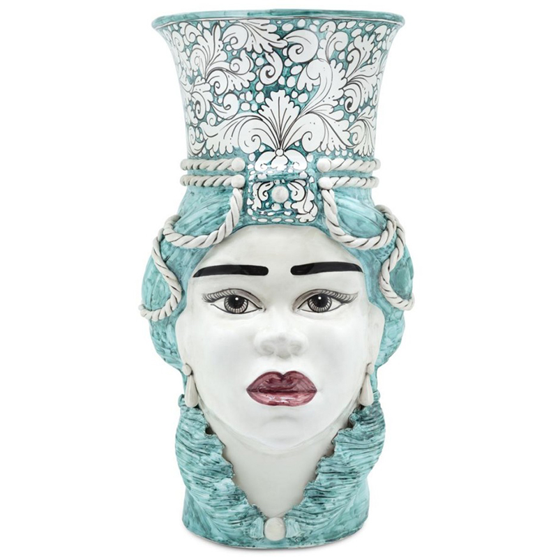 Ваза Vase Moro Lady Giant Ornate Malachite Бирюзовый Белый в Саратове | Loft Concept 