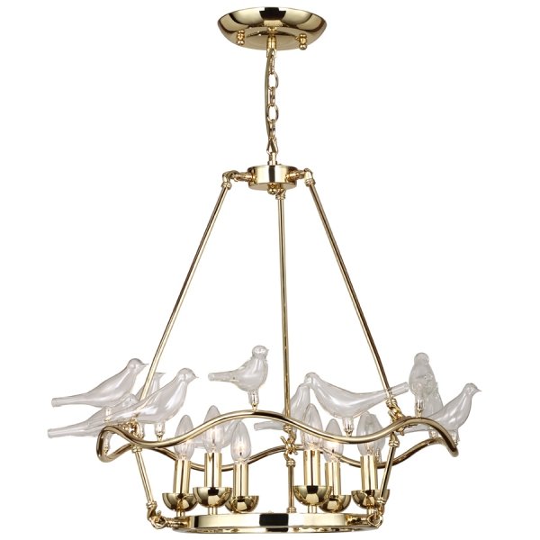 Люстра Dove Chandelier Glass Bird  6 Золотой в Саратове | Loft Concept 