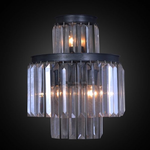 Бра RH 1920s Odeon Clear Glass Fringe Bra - 3 rings Черный Бра RH 1920s Odeon Clear Glass Fringe Bra - 3 rings Черный в Саратове | Loft Concept