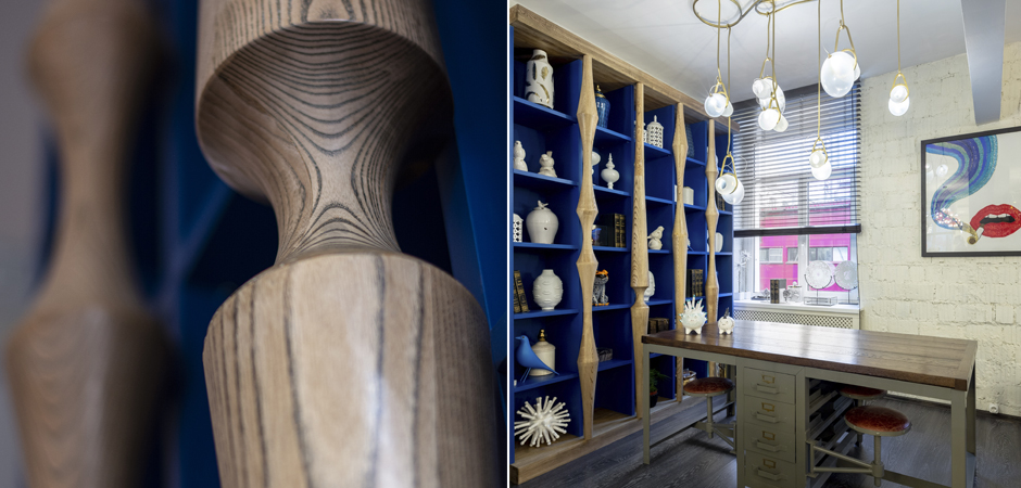 Стеллаж Oak Columns & Blue Стеллаж Oak Columns & Blue - Loft-Concept в Саратове