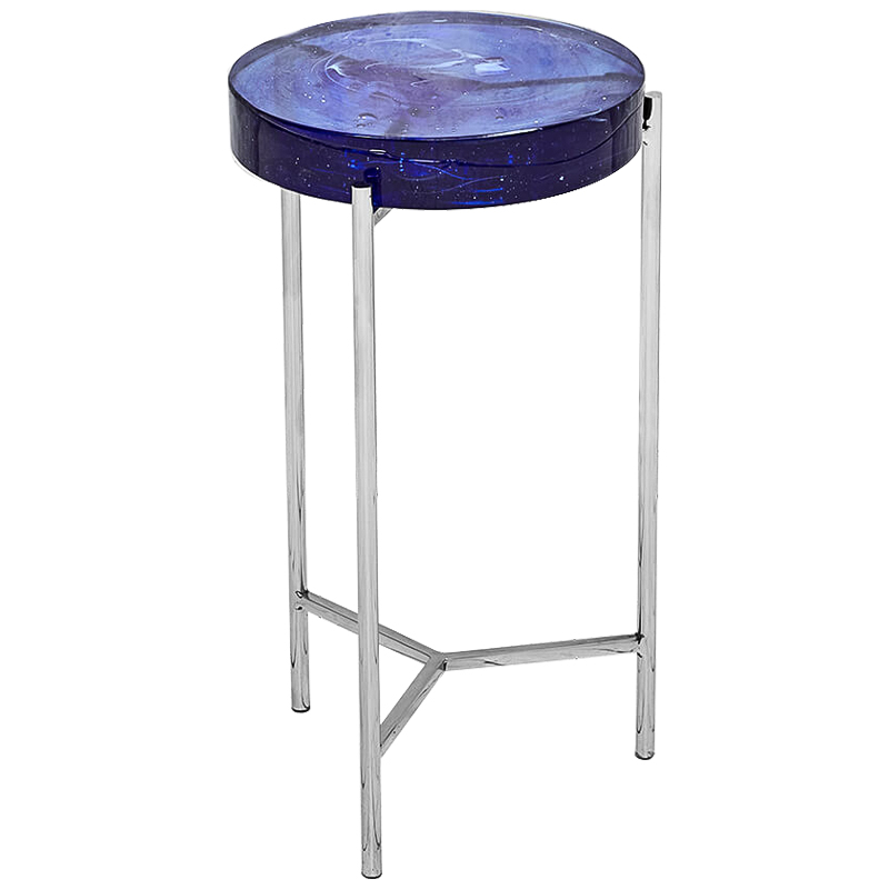 Приставной стол Blue Lollipop Side Table Синий Никель в Саратове | Loft Concept 