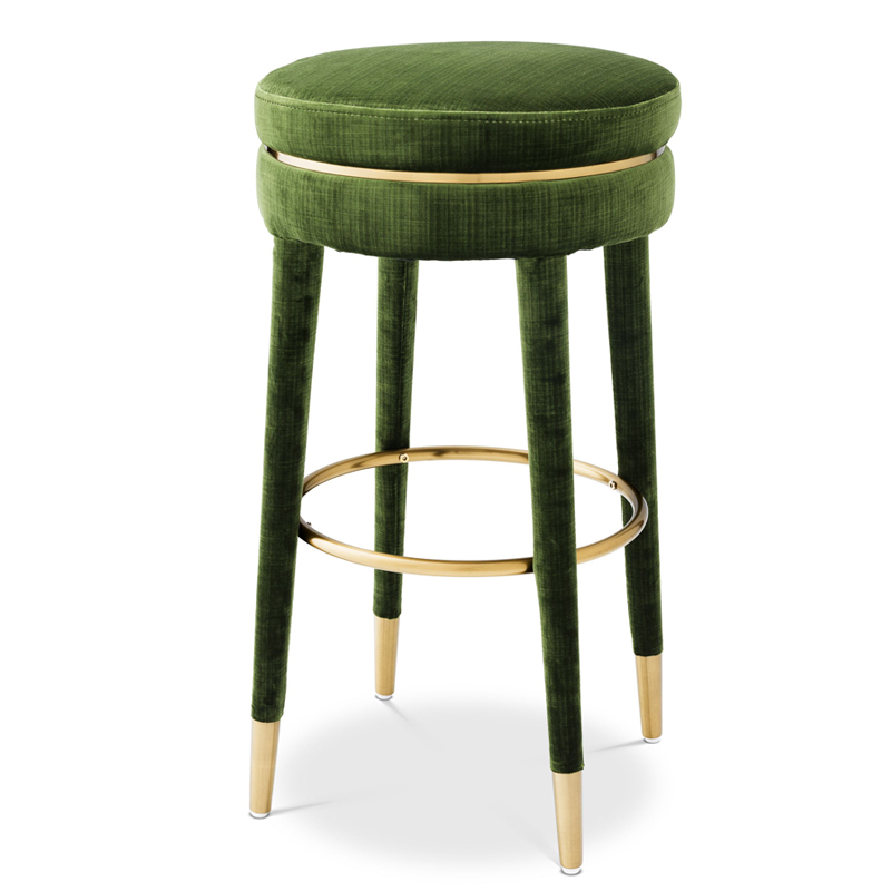 Барный стул Eichholtz Bar Stool Parisian green Зеленый Латунь в Саратове | Loft Concept 