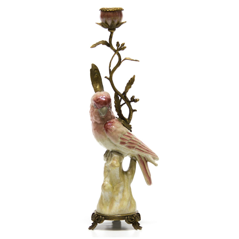 Подсвечник Pink Parrot Candlestick L or R Бронза Розовый (Rose) в Саратове | Loft Concept 