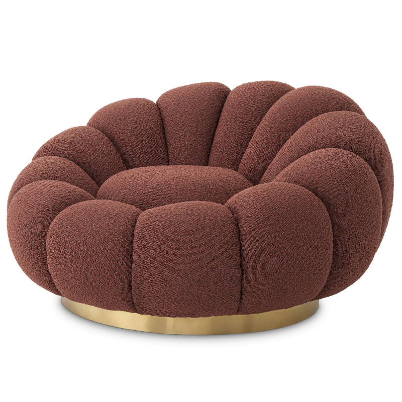 Кресло Eichholtz Swivel Chair Mello Boucle Rouge Бургундский красный Латунь в Саратове | Loft Concept 