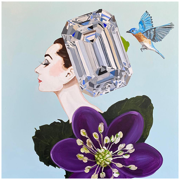 Картина Audrey with Diamond Headdress and Purple Blossoms Dress Мульти в Саратове | Loft Concept 