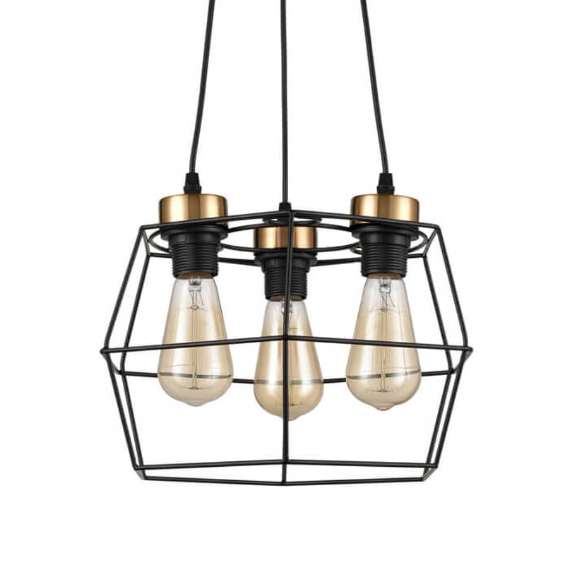 Люстра Loft Wire Cage Black lamp 3 Черный в Саратове | Loft Concept 