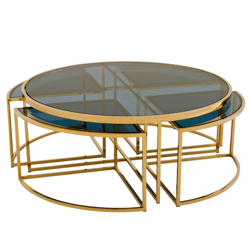 Кофейный стол Eichholtz Coffee Table Padova Gold Золотой Стекло Смок в Саратове | Loft Concept 