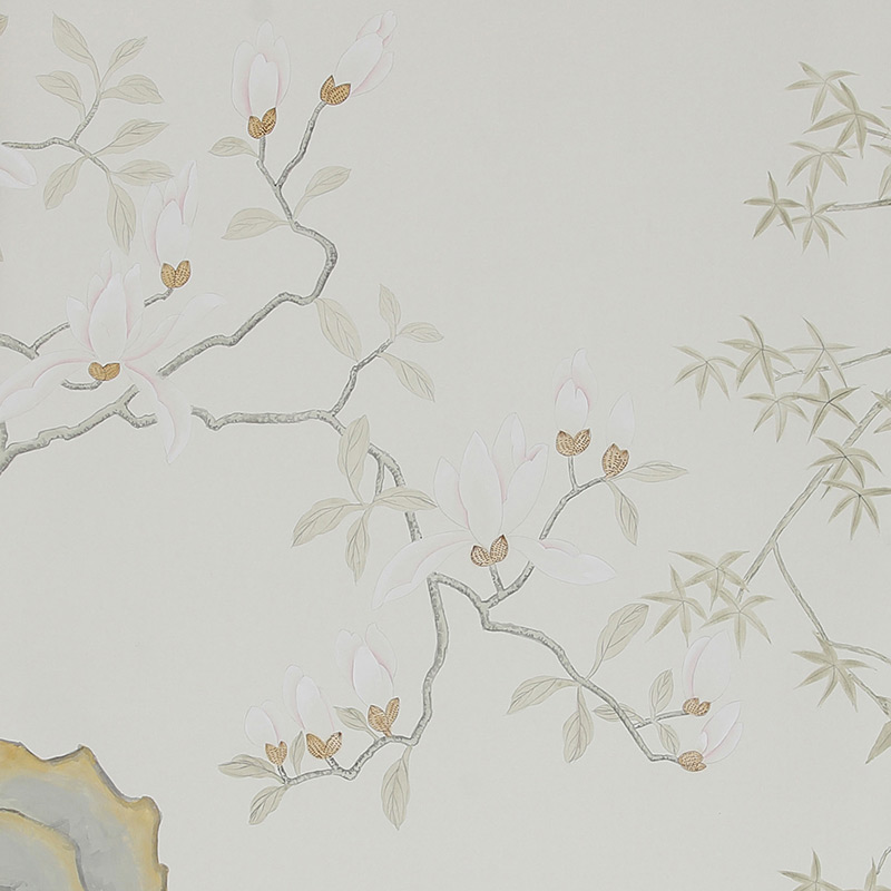 Обои ручная роспись Summer Night Blossom Colourway SC-122 on Bleached white dyed silk  в Саратове | Loft Concept 