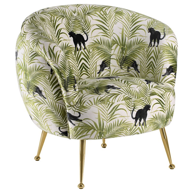 Кресло ARMCHAIR KELLIT Jungle Green Зеленый Глянцевое золото в Саратове | Loft Concept 