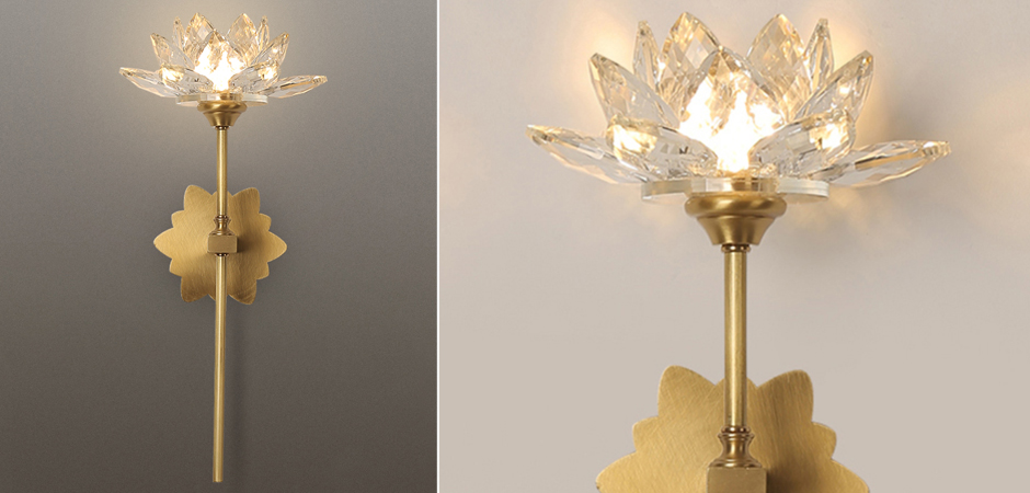 Настенный светильник Хрустальный Цветок Лотоса Lotus flower Wall Clear Glass C Настенный светильник Хрустальный Цветок Лотоса Lotus flower Wall Clear Glass C - Loft-Concept в Саратове