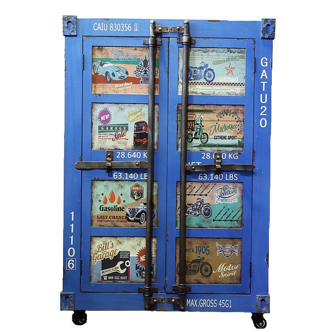Синяя тумбочка контейнер Blue chest of drawers vintage Sea Container Синий Синяя тумбочка контейнер Blue chest of drawers vintage Sea Container Синий в Саратове | Loft Concept