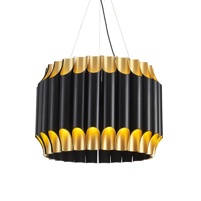 Люстра GALLIANO ROUND SUSPENSION LIGHT by DELIGHTFULL Black Золотой Черный в Саратове | Loft Concept 