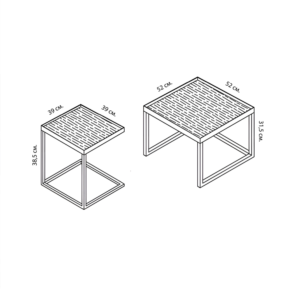 Комплект столиков с квадратными столешницами черные Black Table Combination в Саратове