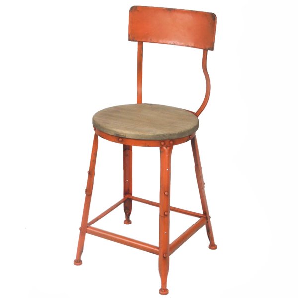 Барный стул Industrial Barstool Vintage Orange Оранжевый Коричневый в Саратове | Loft Concept 