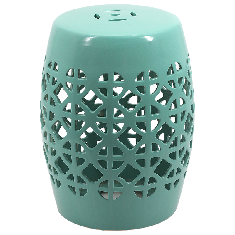 Керамический табурет Geometric Circles Garden Stool - Light Blue Бирюзовый Керамический табурет Geometric Circles Garden Stool - Light Blue Бирюзовый в Саратове | Loft Concept
