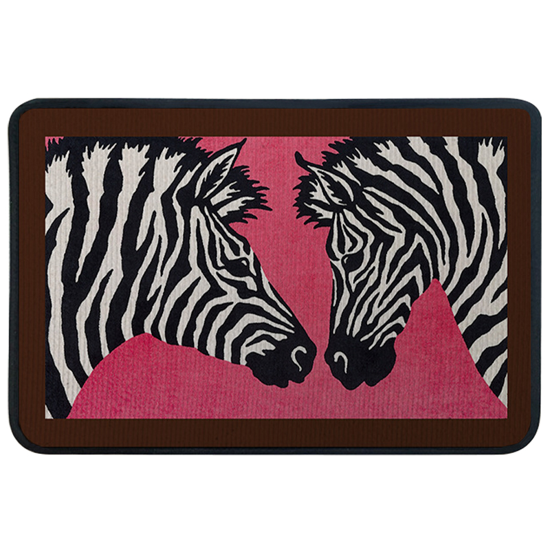 Ковер для прихожей и ванной Hermes Zebra Twins Rug Розовый Черно-белый в Саратове | Loft Concept 