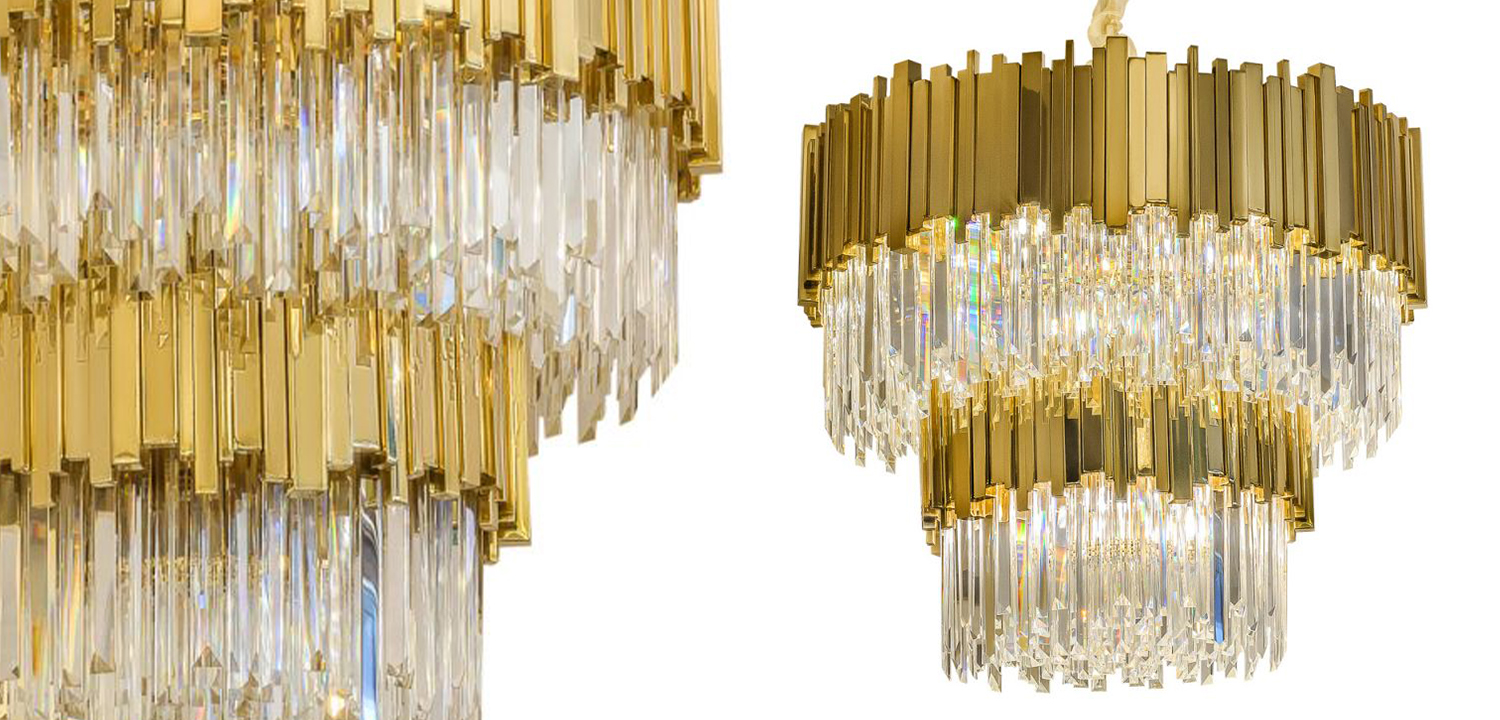 Круглая многоярусная люстра Luxxu Modern Cascade Chandelier Gold Metal Glass - фото