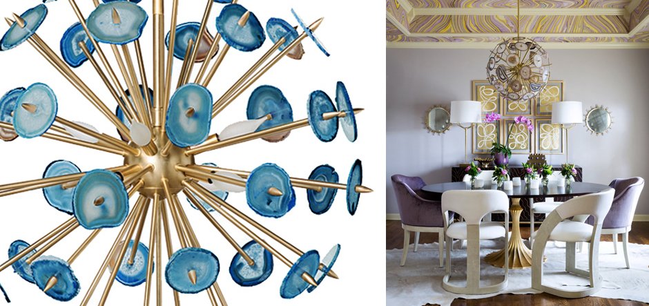 Люстра Agate Burst Chandelier BLUE с синими агатами Люстра Agate Burst Chandelier BLUE с синими агатами - Loft-Concept в Саратове