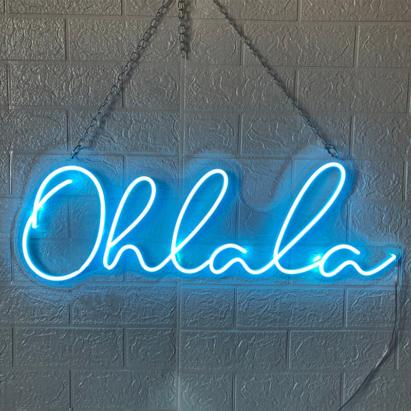 Неоновая настенная лампа Oh La La Neon Wall Lamp Синий Прозрачный Синий в Саратове | Loft Concept 