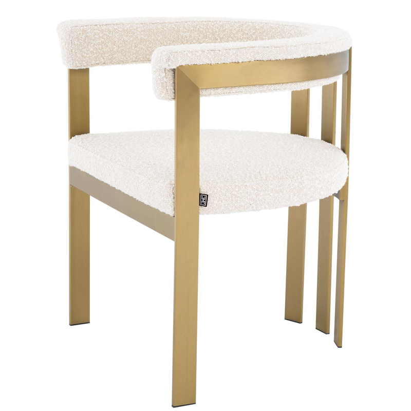 Стул Eichholtz Dining Chair Clubhouse boucle cream Кремовый Латунь в Саратове | Loft Concept 