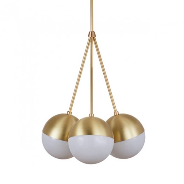 Подвесной светильник Copper Light Chandelier 3 Белый Латунь Подвесной светильник Copper Light Chandelier 3 Белый Латунь в Саратове | Loft Concept
