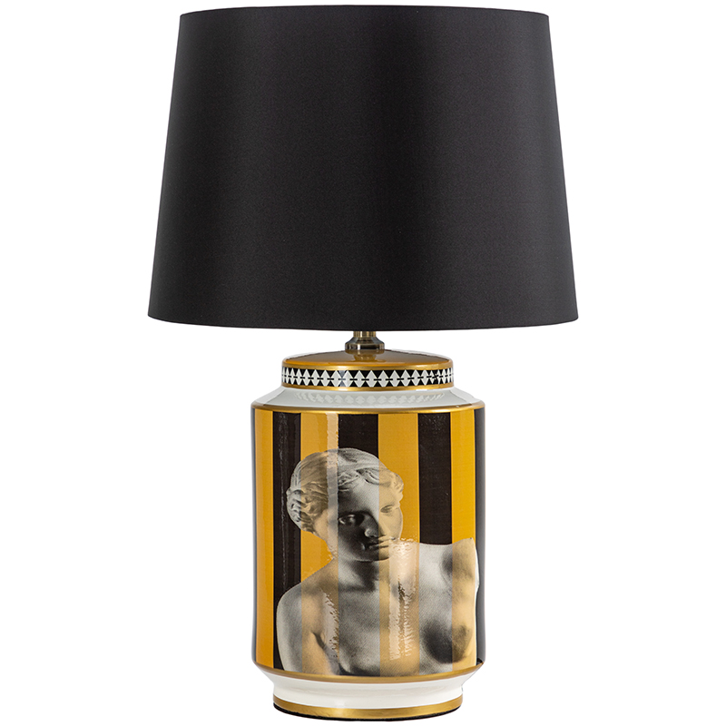 Настольная лампа Venus Yellow Black Lampshade Желтый Черный Черно-белый Золотой в Саратове | Loft Concept 