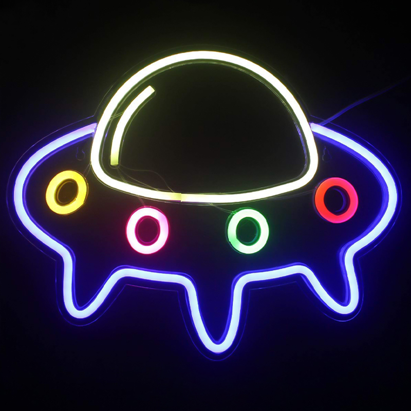 Неоновая настенная лампа Small Spaceship Neon Wall Lamp Мульти в Саратове | Loft Concept 