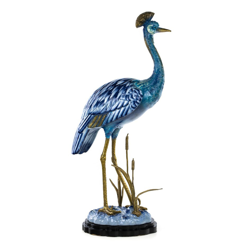 Статуэтка Crane Figurine Белый Синий Бронза в Саратове | Loft Concept 