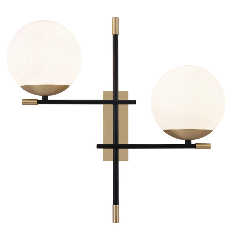 Бра Spike Two Balls Wall Lamp матовое золото Прозрачный белый в Саратове | Loft Concept 