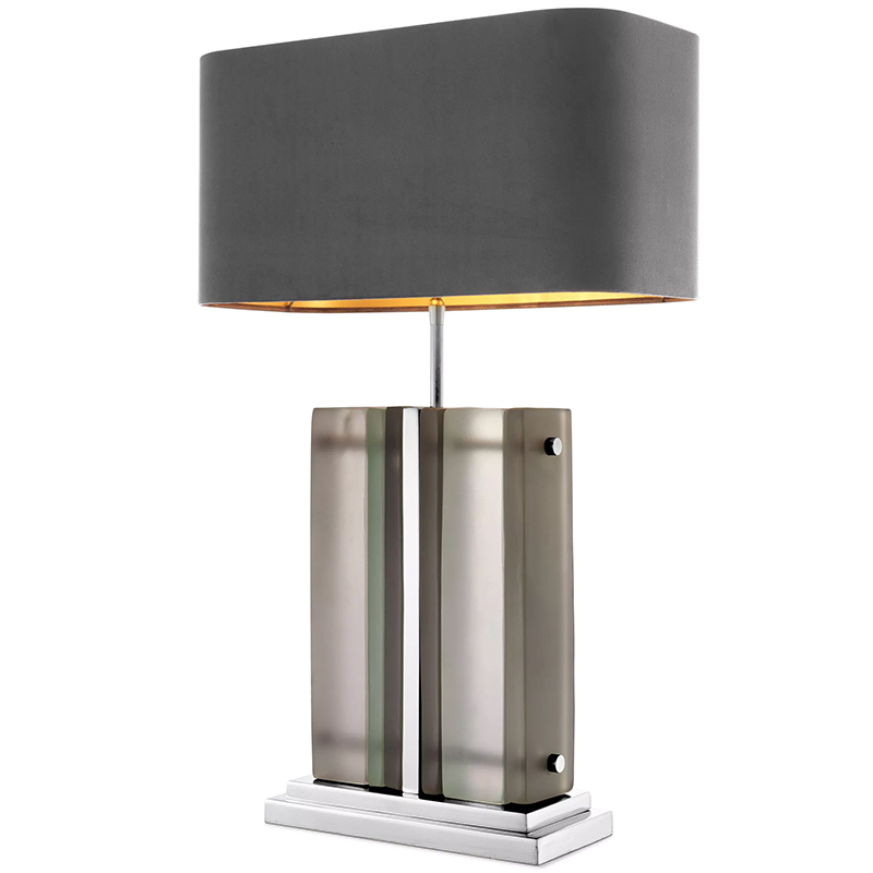 Настольная лампа Eichholtz Table Lamp Solana Nickel Серый Никель Стекло Смок в Саратове | Loft Concept 