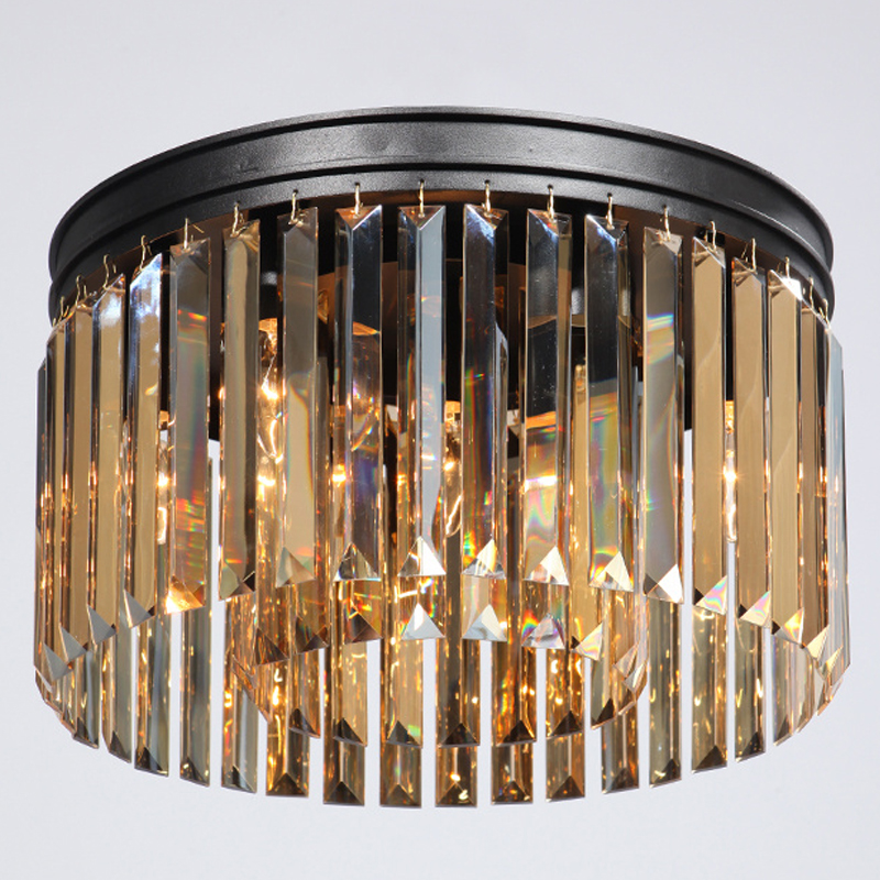 Потолочный светильник ODEON Amber GLASS Prism Round 2-TIER 40 см Черный в Саратове | Loft Concept 