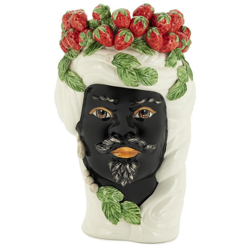 Ваза Vase Strawberries Head Man White Мульти Белый Красный Зеленый Черный в Саратове | Loft Concept 