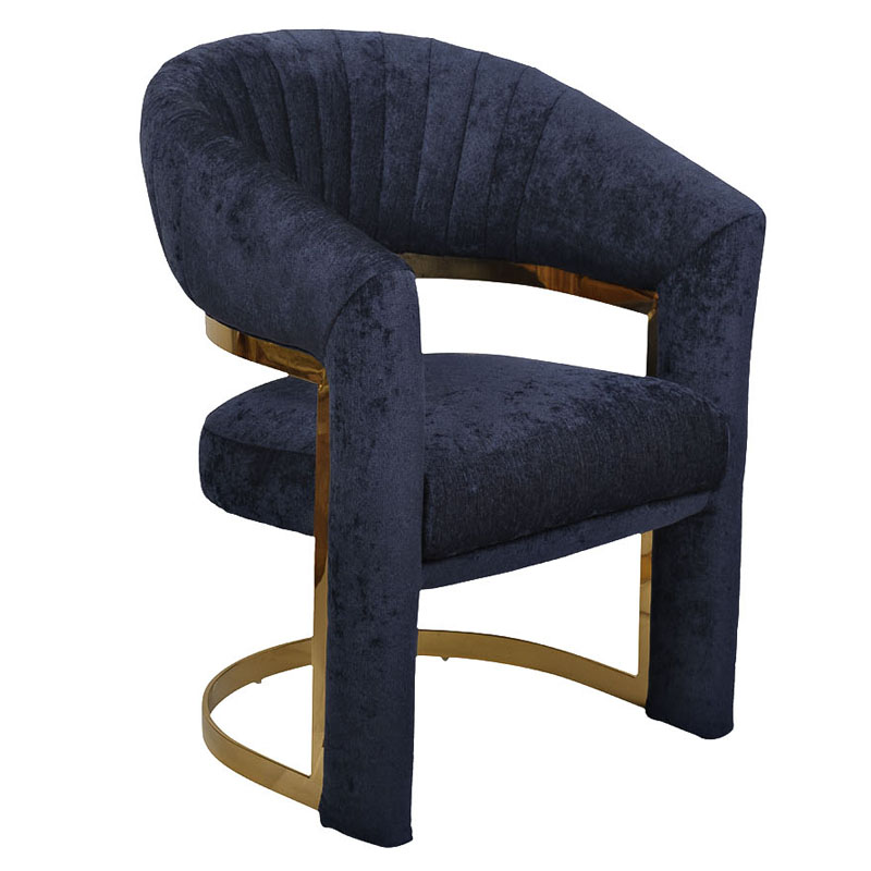 Полукресло Valbonne Chair blue velour Синий Глянцевое золото Полукресло Valbonne Chair blue velour Синий Глянцевое золото в Саратове | Loft Concept