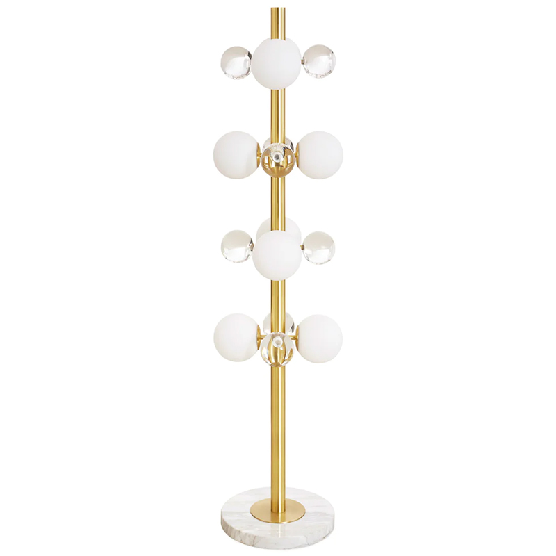 Торшер GLOBO FLOOR LAMP-BRASS Jonathan Adler Золотой Прозрачное Стекло Белый в Саратове | Loft Concept 