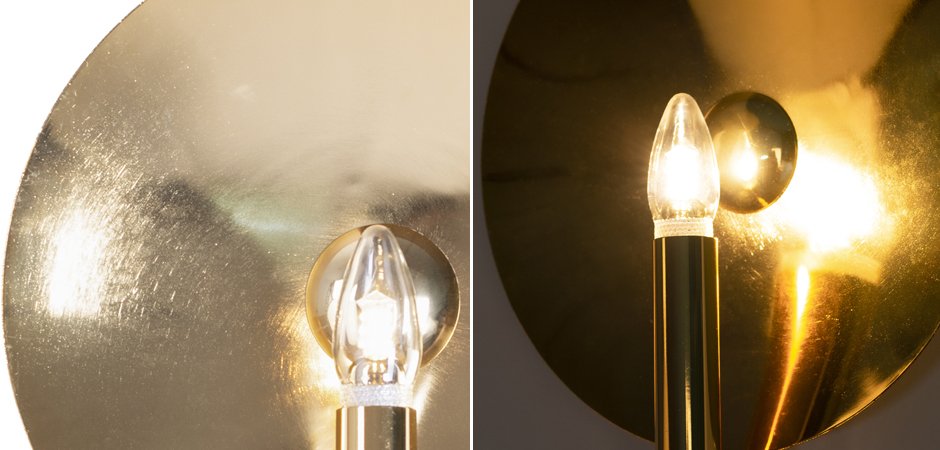 Бра Gold Round Backing Exposed Bulb Sconce Бра Gold Round Backing Exposed Bulb Sconce - Loft-Concept в Саратове