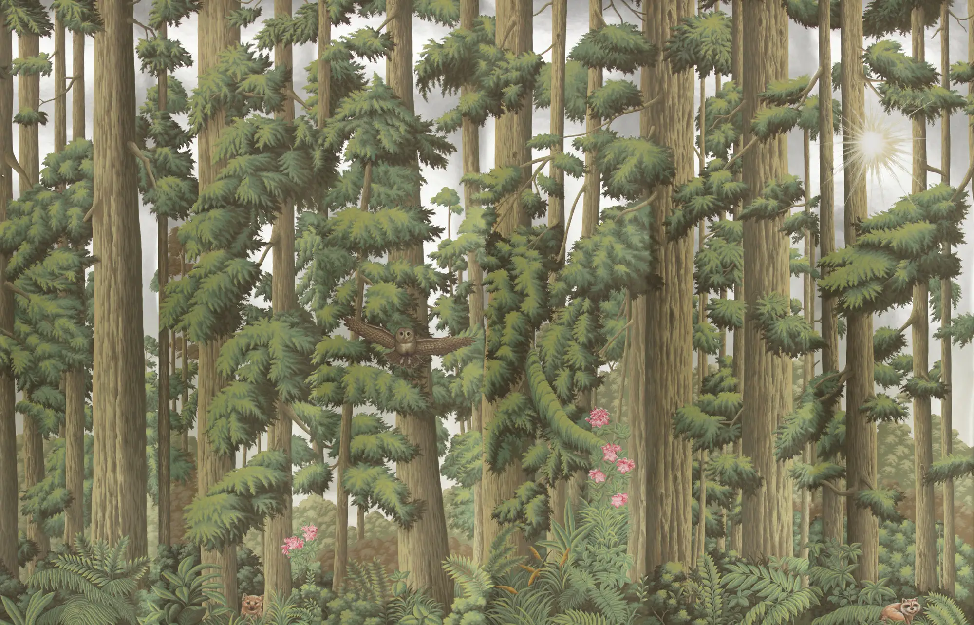 Обои ручная роспись Redwoods Sequoia on Sterling Silver gilded paper Обои ручная роспись Redwoods Sequoia on Sterling Silver gilded paper - постер Loft-Concept в Саратове